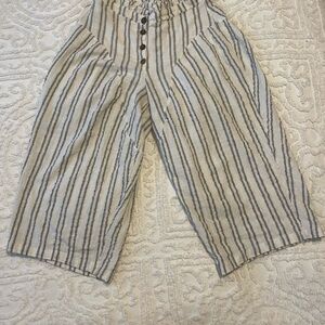 Free People Striped Ankle Pants - Cream and Black